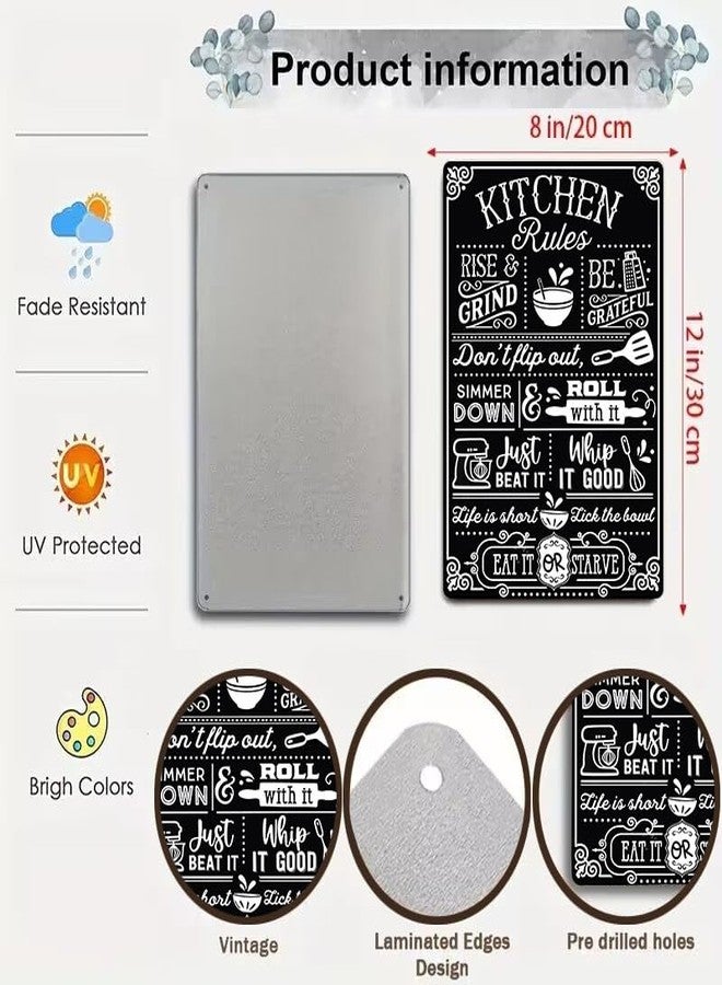 Crazysign Funny Kitchen Gifts for Women&Mom Kitchen Rules with Humorous Cooking Quotes Vintage Tin Sign for Home Farmhouse Kitchen Dining Room Decor 8x12 Inch (3367) - Image 2